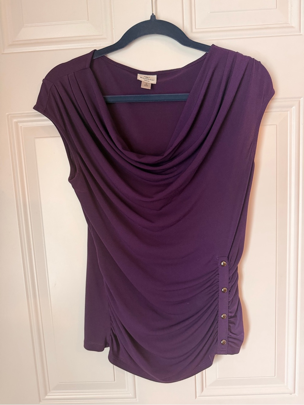 Worthington Women's Plum Cowl Neck Sleeveless Top